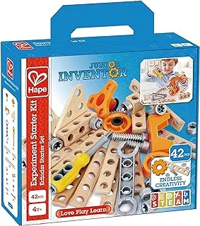 Hape Junior Inventor Experiment Starter Kit | 42 Piece Construction Building Toys, STEAM Science Kit For Kids 4 Years And Up