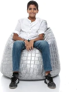 iBed Home Patchwork Faux Leather Bean Bag, Silver - 80 X 50 Cm