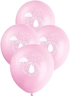 Unique Umbrellaphants Girl Baby Shower Latex Balloon 8-Pieces, 12-Inch Diameter, Pink