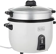 Black+Decker Rice Cooker 1100W, White, 2.8 Litres, Rc2850-B5