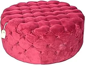 Dubai Garden Centre Round Soft and Comfort Velvet Pouf, 90 cm Diameter, Burgundy