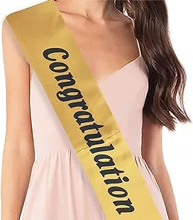 PARTY TIME - 1 Piece Congratulations Sash, Bachelorette Party Decorations, Favors, Accessories and Supplies For All Occasions and Gatherings (Gold and Black)