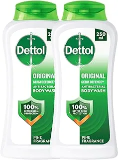 Dettol Original Showergel & Bodywash, Pine Fragrance for Effective Germ Protection & Personal Hygiene, 250ml (Pack of 2) (Packaging may vary)