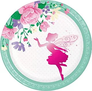 Creative Converting Floral Fairy Foil Stamp Sparkle Luncheon Plates 8 Pieces, 7-Inch Size