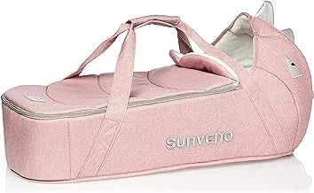 Sunveno Foldable Travel Carry Cot, Baby Bed & Baby Lounger, Portable & Foldable Bassinet, Bedside Sleeper, Washable Bed, Newborn Babies Travel Bed For Air Cabin 0-12 Months-Pink