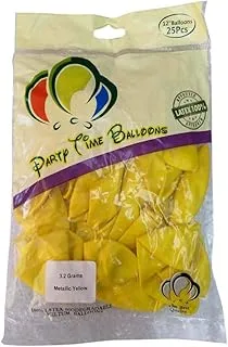 Party Time 12 Inch Latex Balloons - Yellow, 25 Pieces