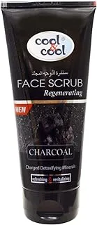 Cool & Cool Regenerating Face Scrub Charcoal for Men | Detoxifying Minerals, Refreshing & Revitalizing | 75 ml | Black