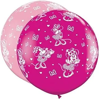 Qualatex Disney Minnie Mouse-A-Round Latex Balloons 2-Pieces, 36-inch Inflatable Diameter, Pink/Wild Berry