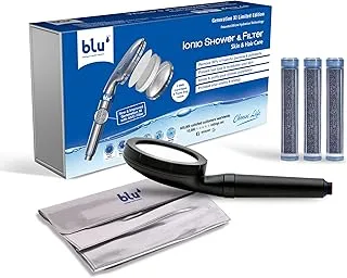 blu Ionic Shower Head and Shower Filter - Handheld - Removes Chlorine & Harmful Pollutants - Prevent Hair Loss & Moisturize Your Skin, Matt Black