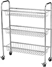 Household Essentials 5133-1 Slim Line 3-Tier Metal Storage Cart | Laundry Room Rolling Organizer | Silver