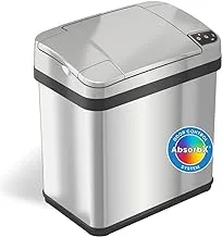 iTouchless 2.5 Gal Sensor Bathroom Trash Can with Lid and Odor Filter, Stainless Steel 10 Liter Small Waste Basket, Includes Air Freshener Fragrance Cartridge, Home Office Bedroom Kitchen Livingroom