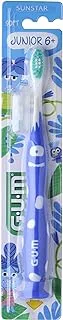 GUM Sunstar Junior Toothbrush - Soft Bristles Gently removes plaque -Easy-to-grip handle With Thumb Pad for Little Hands Deep Effective Cleaning Gentle on Gums -Assorted Color