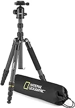 National geographic Travel Tripod Kit,90°Column 5-Section Legs, Carbon Fiber, Compatible With Canon, Nikon Dslr, Twist Locks 360 Degree Ball Head,Quick Release Plate, 8Kg Load Capacity With Carry Bag