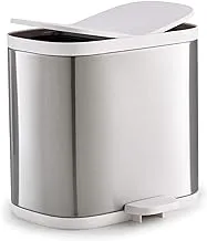 Joseph Joseph 70520 Split Steel Recycling Waste Bin, Grey/White,1.6 gallon/6 liter,Stainless Steel