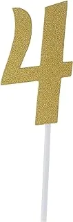 Creative Converting Number 4 Gold Glitter Cake Topper