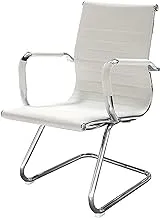 Mahmayi Ut C031V Visitors Chair, Waiting Room & Reception Pu Chair, Thick Padding Seat Ergonomic Executive Chair Fixed Armrest Chair Home Office Chair, Durable Base Visitor Armchair White, Ut-C031V-Wt