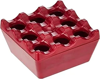 ZICCO MELAMINE ASHTRAY - منفضة سجائر مربعة حمراء ، استخدام رائع للمطاعم والمقاهي ، سهل الغسل ، ميلامين ، تخزين مقاوم للرياح ، 9 ثقوب