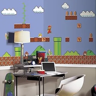 Roommates Jl1331M Super Mario Retro Spray And Stick جدارية جدارية قابلة للإزالة - 10.5 قدم X 6 قدم.