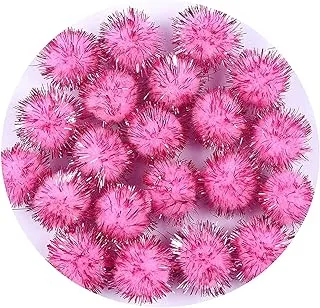 Party Time - 30 Pieces Glitter Pom Pom Ball DIY Pompoms Craft Ball Craft Pom Pom Tinsel Pom Poms for DIY Arts and Crafts Decorations (Pink)