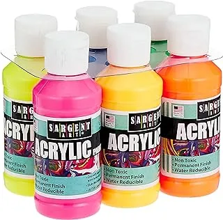 Sargent Art Fluorescent Acrylic Paint Set, 4 Ounce, 6-Pack, 4-Ounce