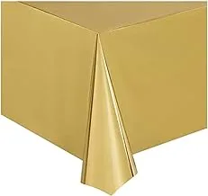 RGLT Party Table Cloths Reusable Wedding Bridal Shower Birthday Plastic Rectangle 54 Inch By 72 Gold Foil, PS114Gold