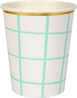 Meri Meri Grid Party Cups 8 Pieces, Mint