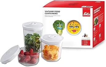 3X Solis Hexagonal Food Stoarge Vacuum Containers, Suitable For Fridge & Freezer Storage, 700/1400/2000 ml