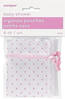 Unique Organza Bag With Pink Dots 6-Pieces