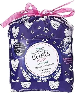 Lil-Lets Teen Ultra Night Towels Pads - Pads with Wings for Extra Security - Leak Proof Protection -Fast Absorption - Breathable - Fragrance-Free- Amazing Comfort - Skin Friendly - 10 Units