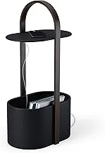 Umbra Hub Side Table With Storage And Cable Management, Black/Walnut