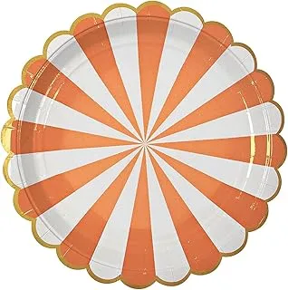 Meri Meri Toot Sweet Striped Plate 8 Pieces, Orange, Large