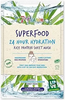 Superfood 24 Hour Hydration Rice Protein Bamboo Sheet Mask by 7th Heaven with Nourishing Rice Protein for Long Lasting Hydration