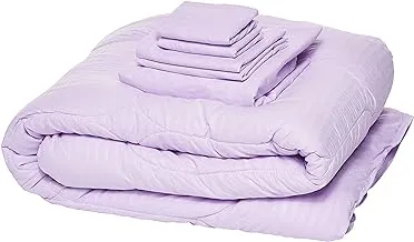 Luxury King 4 Pieces Set Cotton Self Stripe Bedding, Purple, 66.4 cm x 24.2 cm x 48.6 cm