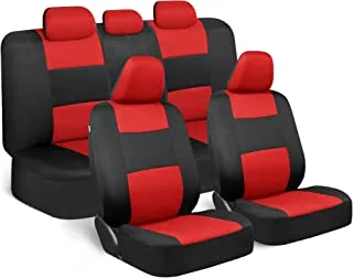 Bdk Polypro Car Seat Covers Full Set In Red On Black – Front And Rear Split Bench Cover, Easy To Install, Interior For Auto Truck Van Suv