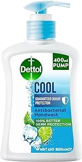 Dettol Cool Handwash Liquid Soap For Effective Germ Protection & Personal Hygiene (Protects Against 100 Illness Causing Germs) Mint & Bergamot Fragrance, 400ml