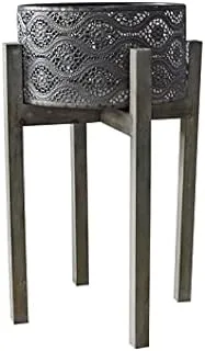 Dubai Garden Centre Tray Mallakam Antique Planter with Stand, Large, Black