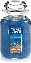 Yankee Candle برائحة السماء الفيروزية ، برطمان كلاسيكي كبير 22 أونصة شمعة بفتيل واحد ، أكثر من 110 ساعة من وقت الاحتراق