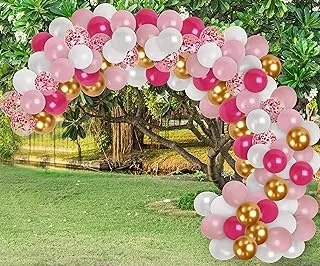 Metallic Hot Pink Gold Balloon Garland Kit White Magenta Pink Confetti Balloons For Birthday Baby Shower Wedding Engagement Party Valentine'S Day Decorations