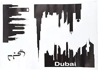 StickieArt Dubai Skyline Wall Stickers, Home Decoration DIY Removable Wall Decals for Living Room Bedroom, Medium, 50 x 70 cm, STA-152