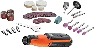 BLACK+DECKER Cordless Multifunctional Rotary Tool with 37 Accessories, 7.2V, 1.5 Ah, Orange/Black - BCRT8I-XJ,