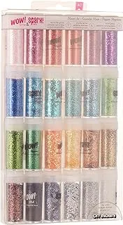 Wow! & Spark! Mixed Glitter Pack By American Crafts | 24-Pack Includes 11 Bottles Extra Fine Glitter, 6 Chunky And 7 Tinsel