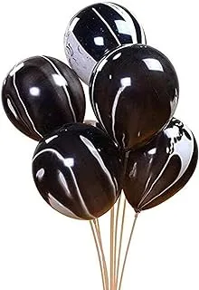 Party Time Marble Latex Balloons Wedding Confession Balloons Birthday Party Arrangement Colorful Cloud Balloons (12-Pack) (Color : Black, Size : 12