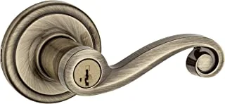 Lido Keyed Entry Lever With Microban Antimicrobial Protection Featuring Smartkey Security In Antique Brass