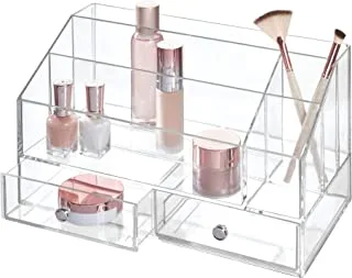 Idesign Plastic Tiered Divided Cosmetic Organizer With Drawers For Storage Of MakEUp, And Accessories On Vanity, Countertop, Or Cabinet, 12.97