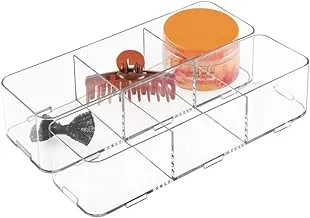 iDesign Clarity Interlocking Drawer Organizer/Storage for Soap/Cosmetics/Beauty Products, Clear, Extra large Divided