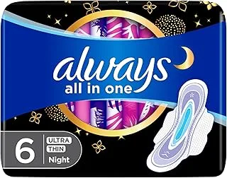 Always All in one Ultra Thin Night Sanitary Pads with Wings 6pcs