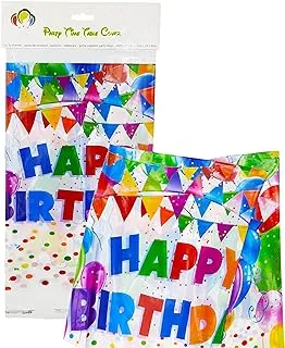 PARTY TIME - 1 Pc. HBD Colorful Banner Design Party Tablecloth Kids Birthday Party Decoration Table Cover Party Supplies Birthday Decor