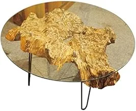 Dubai Garden Centre Reclaimed Driftwood Round Glasstop Table, Big