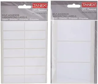 Tanex All Purpose Label 19X50mm White, Tanofc114 & Adhesive Labels 48mmx80mm 3X10 Labels White, Tanofc123