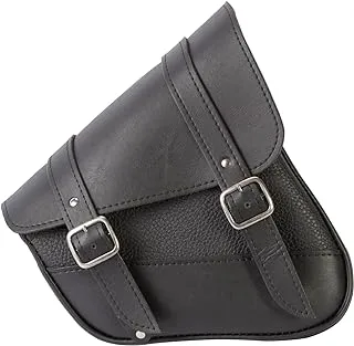 Willie & Max Black Synthetic Leather Motorcycle Swingarm Bag for Sportsters/Dual Shock Models - Nickel Buckle - Made in USA [59778-00]